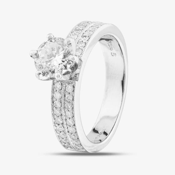 Second Hand Platinum Certificated 1.08ct Brilliant Cut Diamond Solitaire Ring 43121036