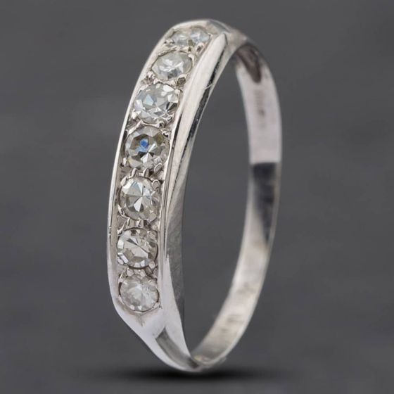 Second Hand 14ct White Gold Brilliant Cut Diamond Seven Stone Half Eternity Ring 43121075