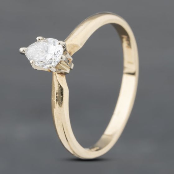 Second Hand 14ct Yellow Gold 0.35ct Pear Cut Diamond Solitaire Ring 43121079