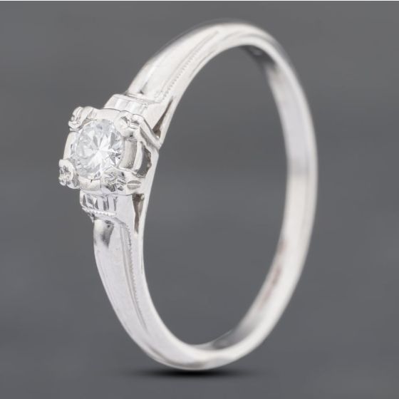 Second Hand 9ct White Gold 0.13ct Brilliant Cut Diamond Solitaire Ring 43121092