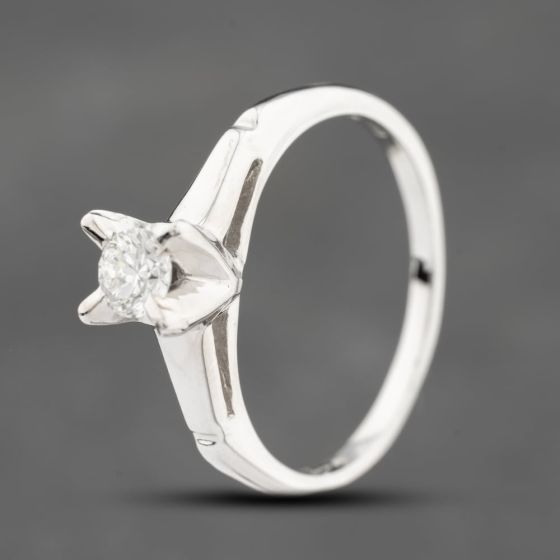 Second Hand 9ct White Gold 0.23ct Brilliant Cut Diamond Solitaire Ring 43121113