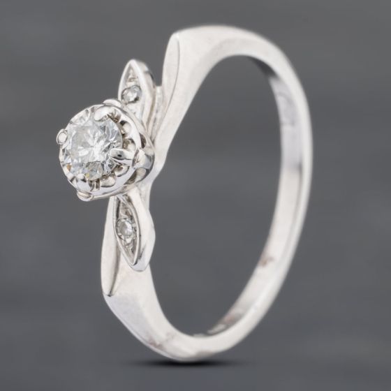 Second Hand 14ct White Gold 0.20ct Brilliant Cut Diamond Solitaire Ring 43121130