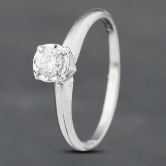 Second Hand 9ct White Gold 0.27ct Brilliant Cut Diamond Solitaire Ring 43121140