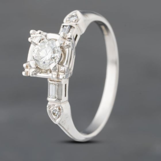 Second Hand 14ct White Gold 0.37ct Brilliant Cut Diamond Solitaire Ring 43121148