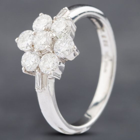 Second Hand Platinum 0.99ct Brilliant Cut Diamond Seven Stone Cluster Ring 43121177