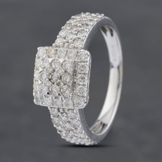 Second Hand 14ct White Gold 1.15ct Brilliant Cut Diamond Cluster Ring 43121214