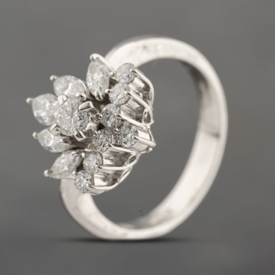 Second Hand Platinum 1.00ct Diamond Cluster Ring 43121291