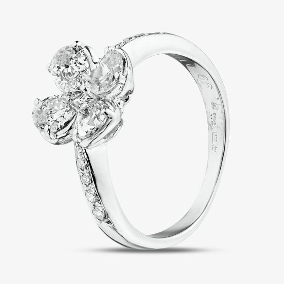 Second Hand Platinum 1.10ct Diamond Four Leaf Clover Dress Ring 43121293
