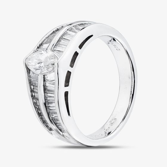 Second Hand Platinum 2.10ct Diamond Graduated Two Row Band Ring 43121301