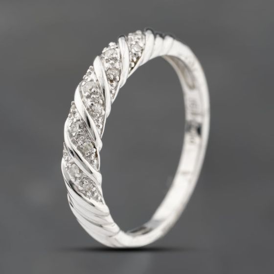 Second Hand 9ct White Gold 0.10ct Diamond Half Eternity Ring 43121305