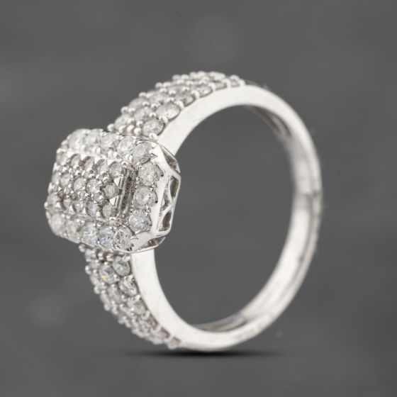 Second Hand 14ct White Gold 1.15ct Brilliant Cut Diamond Octagonal Cluster Ring 43121309