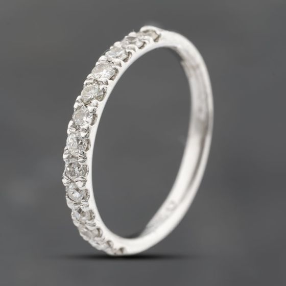 Second Hand 18ct White Gold 0.50ct Brilliant Cut Diamond Half Eternity Ring 43121311