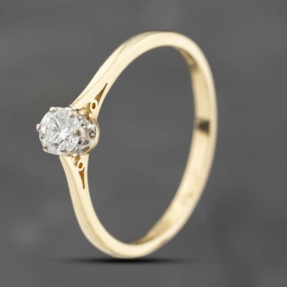 Second Hand 18ct Yellow Gold 0.30ct Brilliant Cut Diamond Solitaire Ring 43121313
