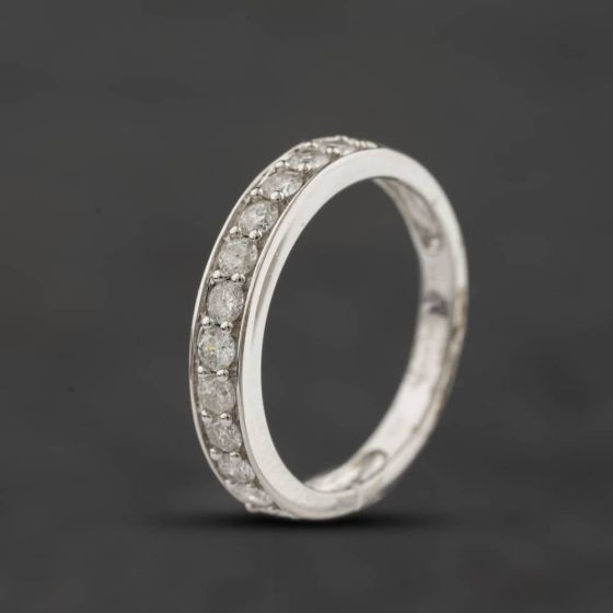 Second Hand 9ct White Gold Diamond Half Eternity Ring 43121354