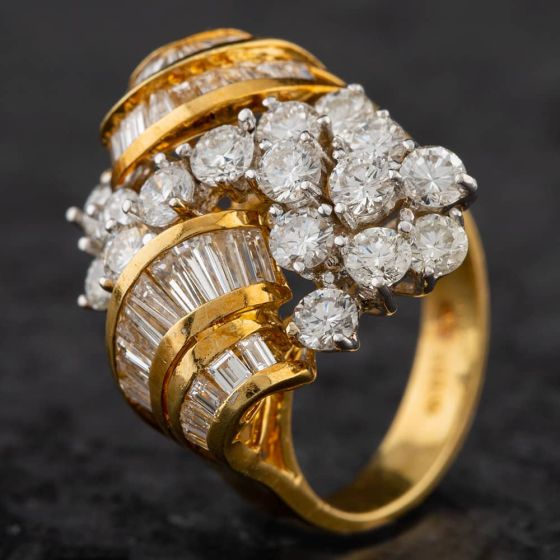 Second Hand 14ct Yellow Gold 2.75ct Diamond Abstract Cluster Ring 4312147