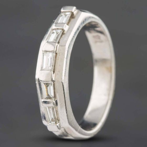 Second Hand 14ct White Gold 0.50ct Baguette Cut Diamond Five Stone Ring 4312155223