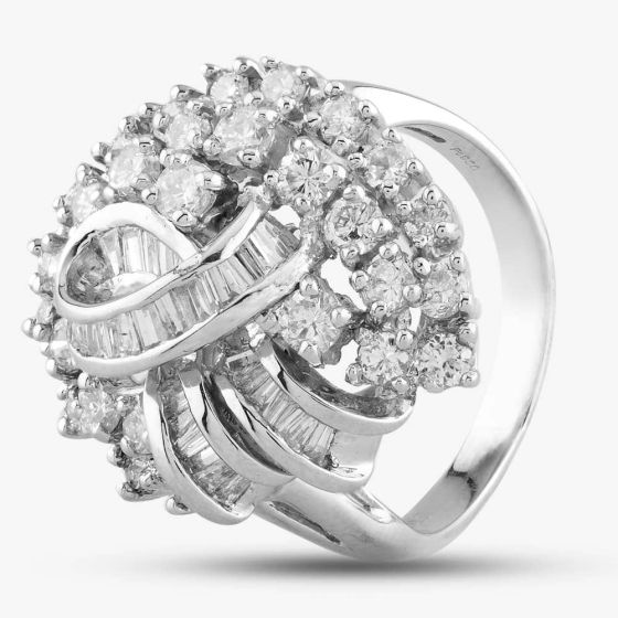 Second Hand Platinum 2.05ct Diamond Swirl Cluster Ring 431215635