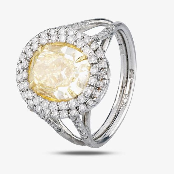 Second Hand Platinum Natural Yellow 3.04ct Diamond Cluster Ring 4312159