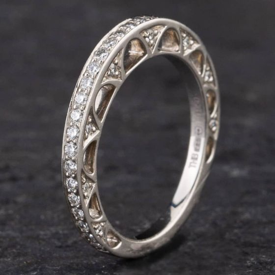 Second Hand Platinum 0.50ct Brilliant Cut Diamond 'Hearts On Fire' Half Eternity Ring 4312187