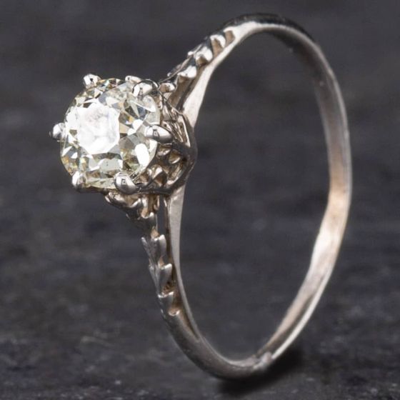 Second Hand Vintage White Gold 0.70ct Old Cut Diamond Solitaire Ring 4312192