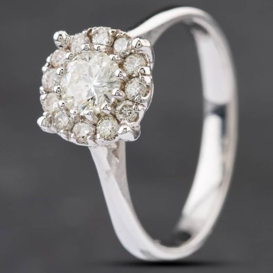 Second Hand 14ct White Gold 0.68ct Brilliant Cut Diamond Cluster Ring 4312236