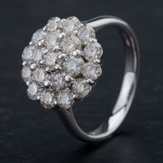 Second Hand Platinum Brilliant Diamond Cluster Ring 4312418