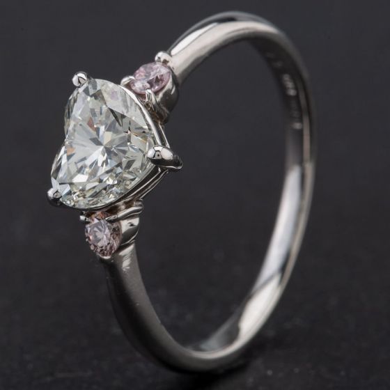 Second Hand Platinum Pink Heart Shaped Diamond Solitaire Ring 4312618