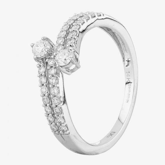 Second Hand 14ct White Gold 0.40ct Diamond Double Row Twist Ring 4312892