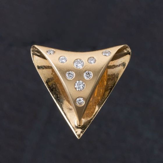 Second Hand 14ct Yellow Gold 0.25ct Brilliant Cut Diamond Triangular Textured Loose Pendant 4314029