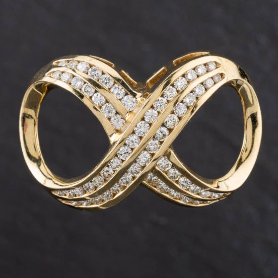 Second Hand 9ct Yellow Gold 1.92ct Brilliant Cut Diamond Figure Of 8 Style Loose Pendant 4314040