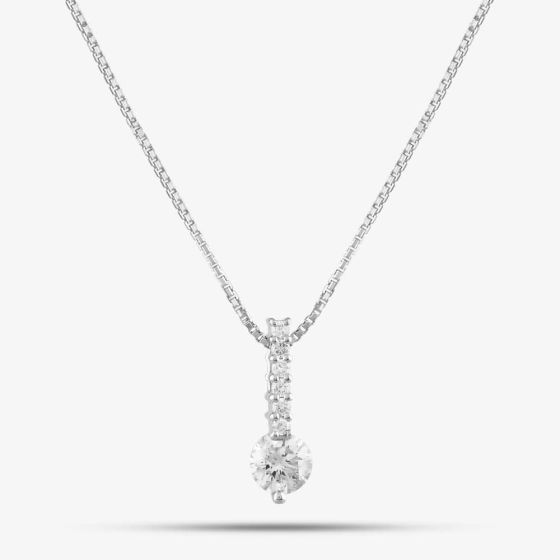 Second Hand Platinum 0.64ct Brilliant Cut Diamond Bar Pendant & 15 Inch Box Chain 43141053