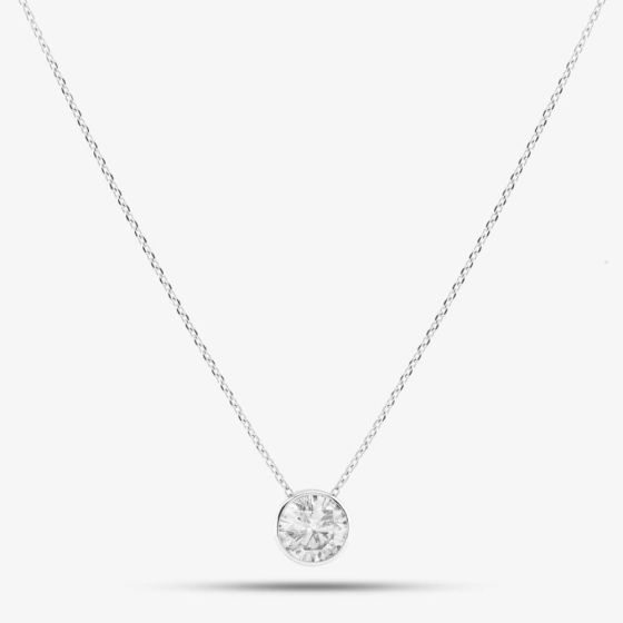 Second Hand 18ct White Gold 0.74ct Brilliant Cut Diamond Pendant & 16-18 Inch Trace Chain 43141144