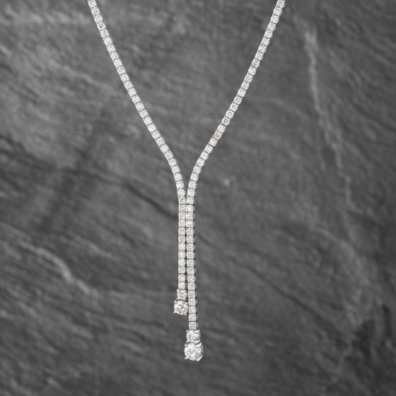 Second Hand 14ct White Gold 4.74ct Brilliant Cut Diamond Dropper 17 Inch Necklace 43141231