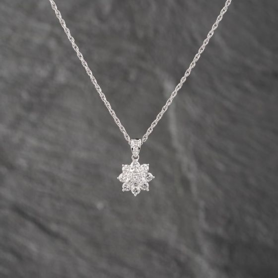 Second Hand Platinum 1.00ct Brilliant Cut Diamond Round Pendant & 16 Inch Prince Of Wales Chain 43141250