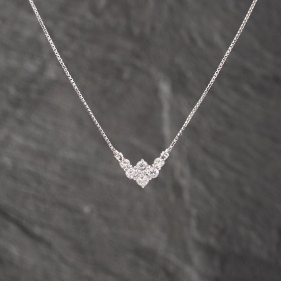 Second Hand Platinum 1.03ct Brilliant Cut Diamond Set Pendant & 16 Inch Box Chain 43141251