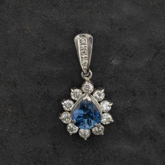 Second Hand Platinum 1.10ct Sapphire & 0.54ct Brilliant Cut Diamond Gemstone Loose Pendant 43141350