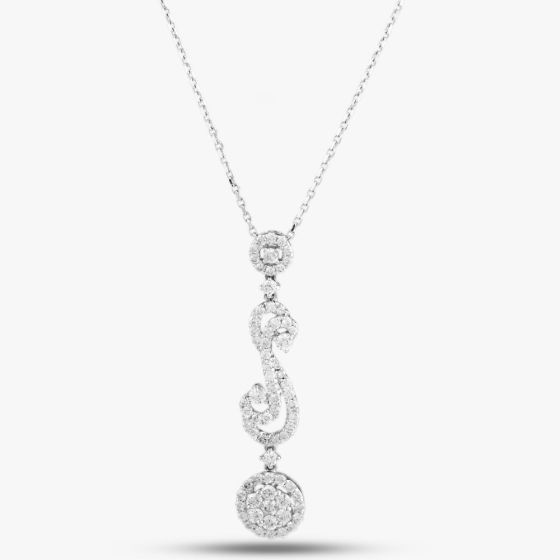 Second Hand 18ct White Gold 1.89ct Brilliant Cut Diamond Pendant & 18 Inch Trace Chain 4314151