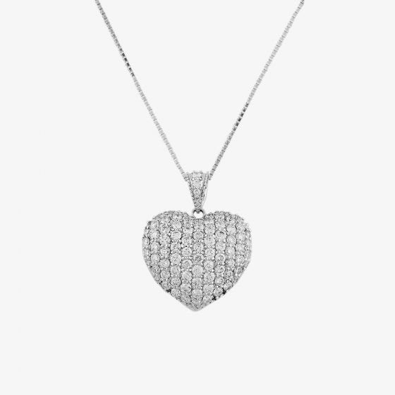 Second Hand Platinum Diamond Pave Heart-Shaped Pendant 4314220