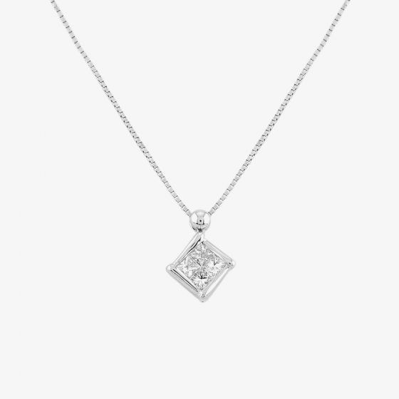 Second Hand Platinum Princess Cut Diamond Cluster Pendant 4314221