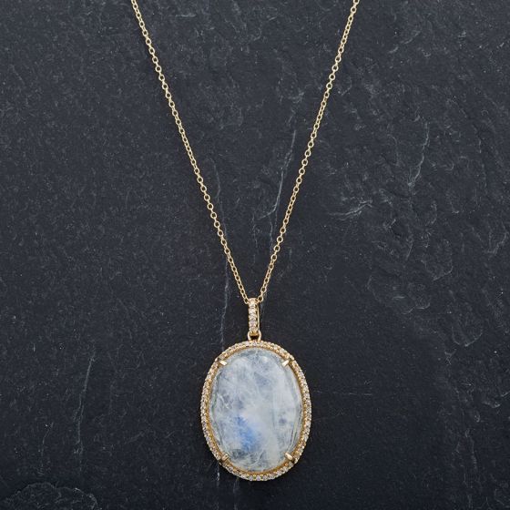 Second Hand 14ct Yellow Gold 16 inch Diamond Pendant 4314503