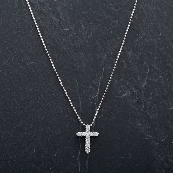 Second Hand Platinum 16" Diamond Cross Pendant 4314510