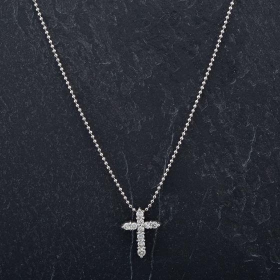 Second Hand Platinum 16" Diamond Cross Pendant 4314512