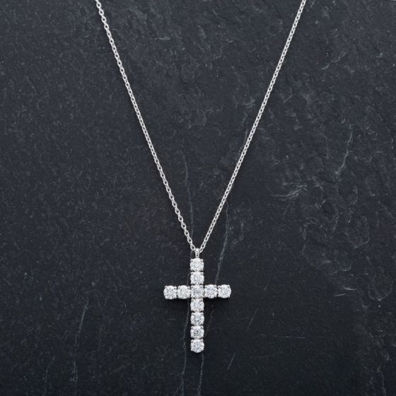 Second Hand Platinum 16" Diamond Cross Pendant 4314514