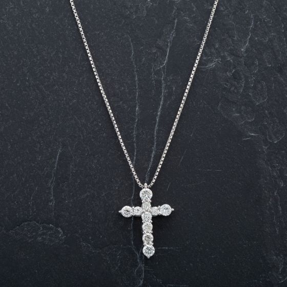 Second Hand Platinum 18 inch Diamond Cross Pendant 4314515