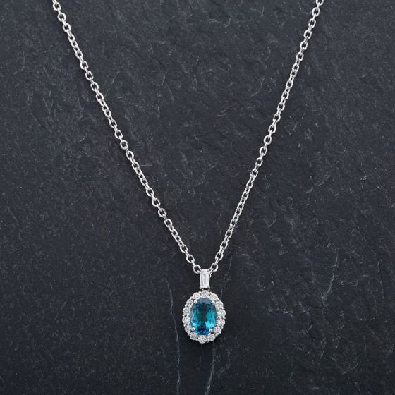 Second Hand Platinum 16" Diamond Tourmaline Pendant 4314521