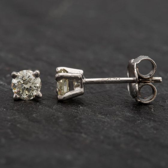 Second Hand White Gold 4 Claw Diamond Stud Earrings 4317012