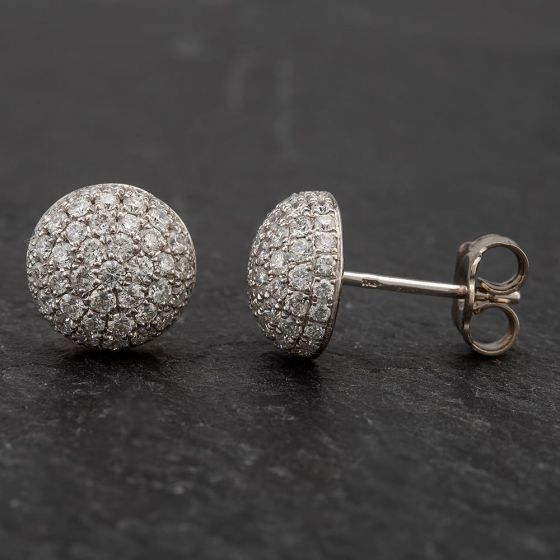Second Hand 18ct White Gold Diamond Pave Stud Earrings 4317101