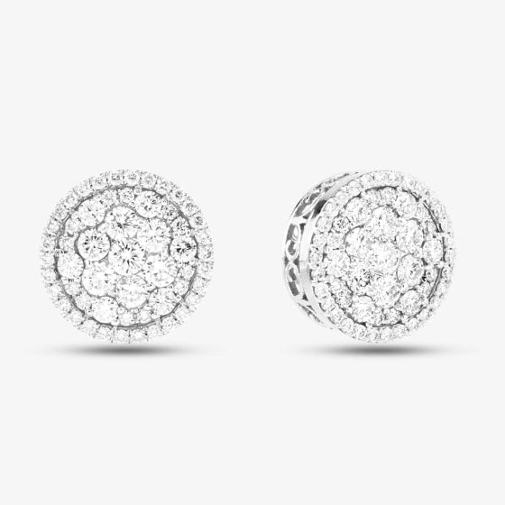 Second Hand 14ct White Gold Brilliant Cut Diamond Round Stud Earrings 43171176