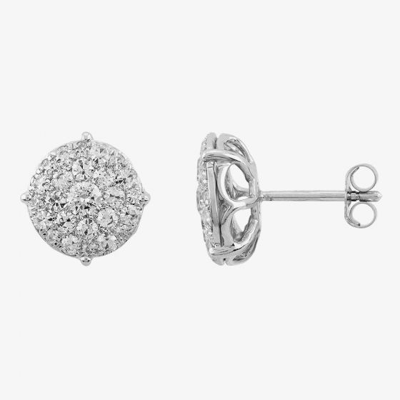 Second Hand 14ct White Gold 1.80ct Pave Diamond Stud Earrings 4317137