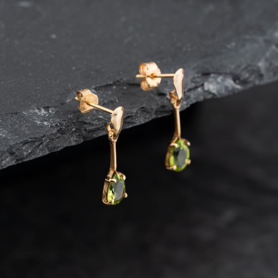 Second Hand Yellow Gold 18mm Peridot Dropper Earrings 43171389
